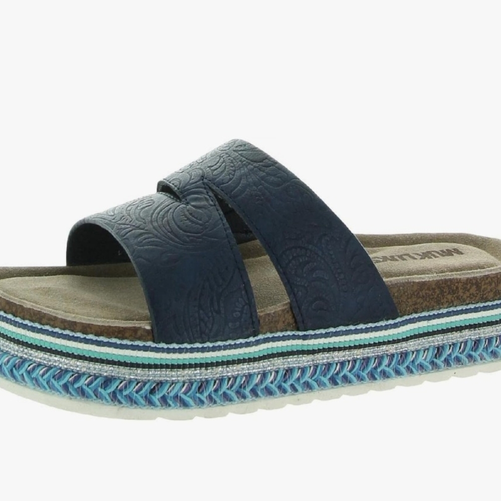 Muk Luks Blue Slide Sandals